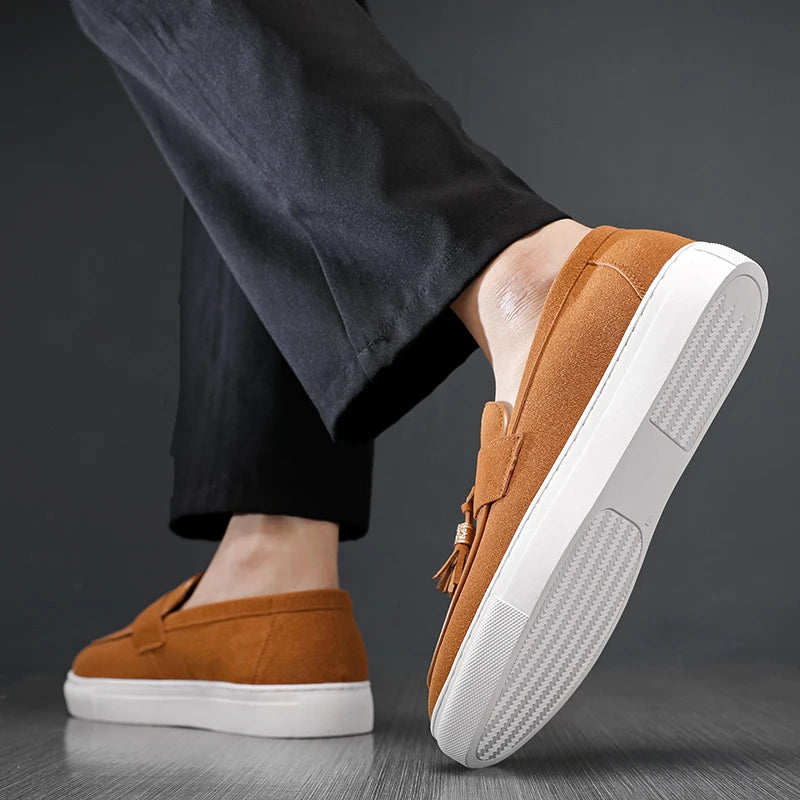 Suede Leather Tassel Loafers