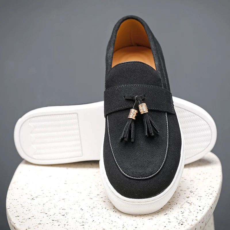 Suede Leather Tassel Loafers