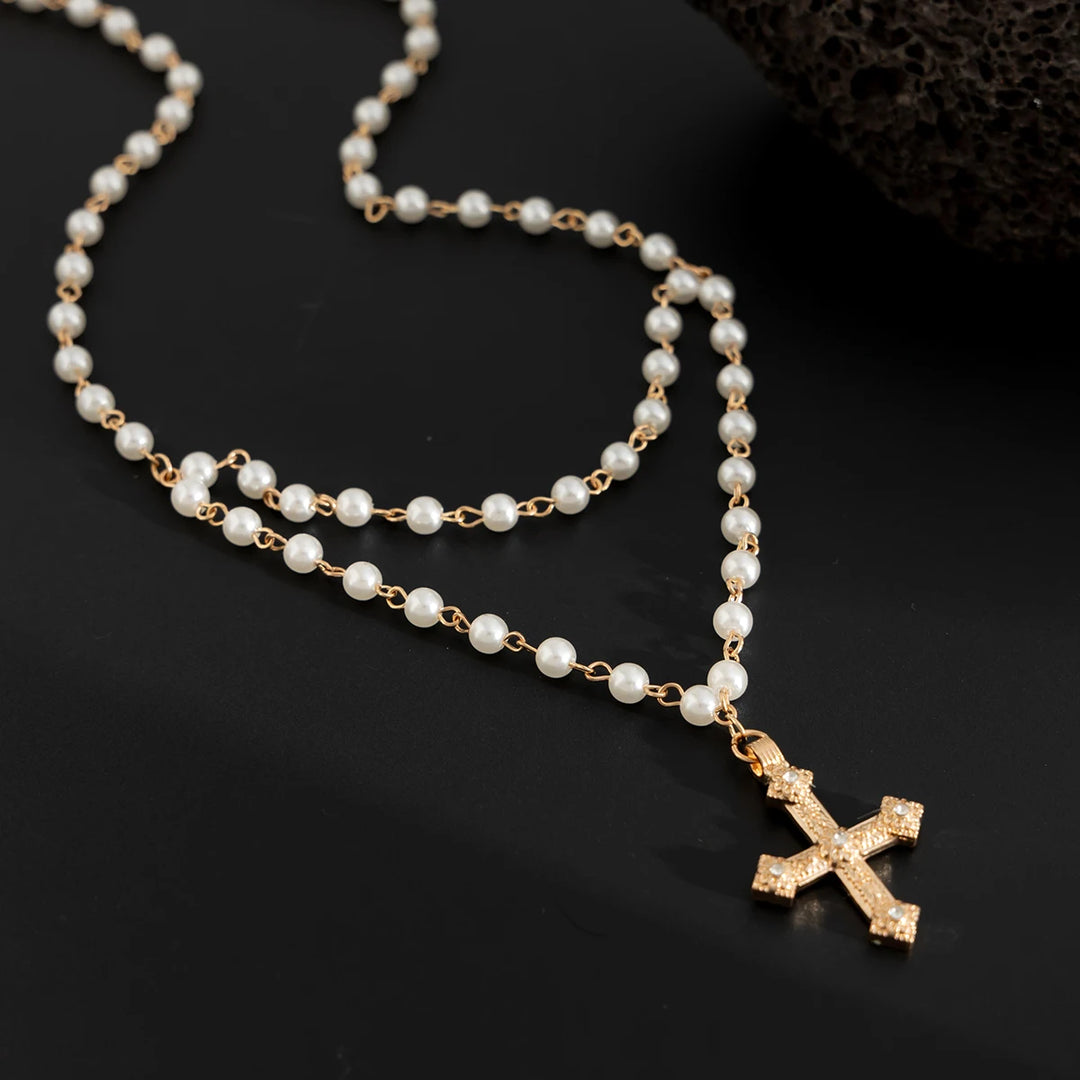 Monarch Pearl Cross Necklace