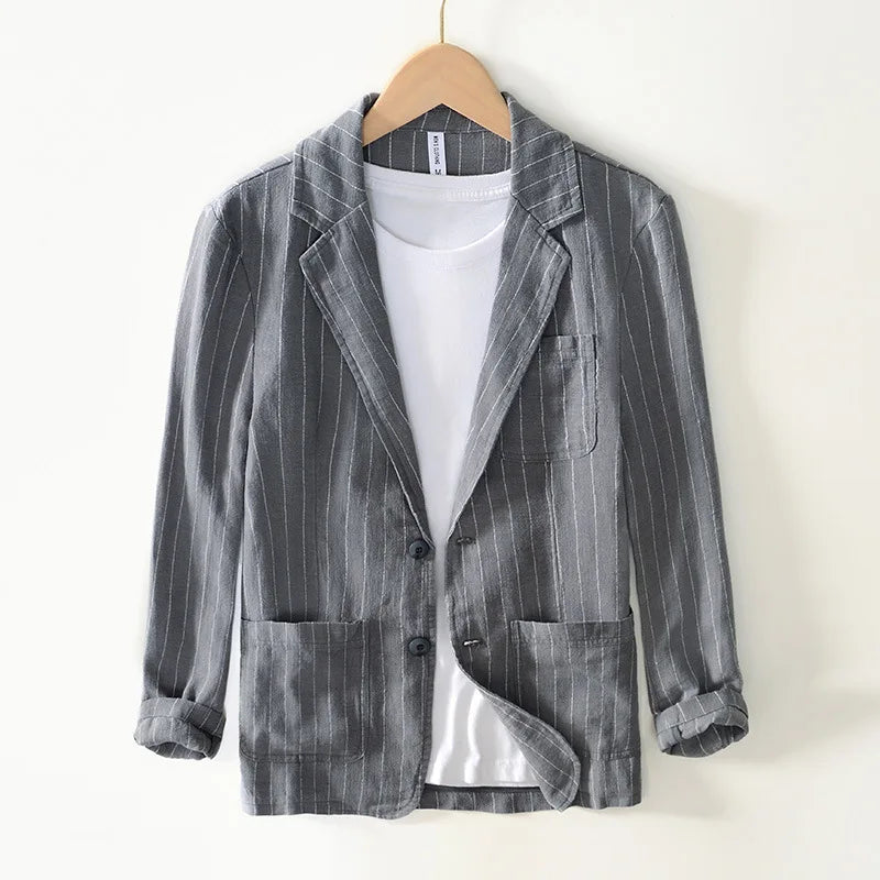 Wesley Striped Linen Blazer
