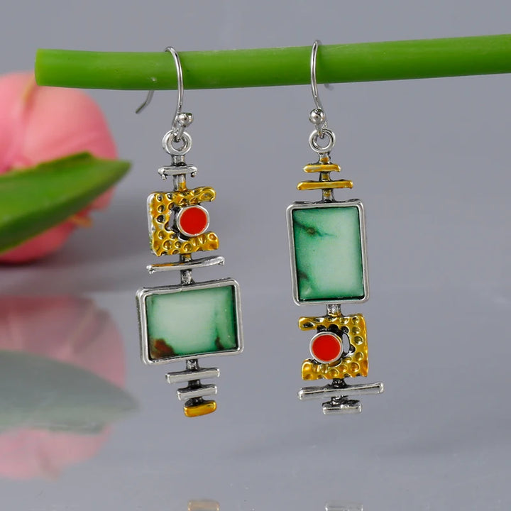 Luminous Geometric Stone Earrings