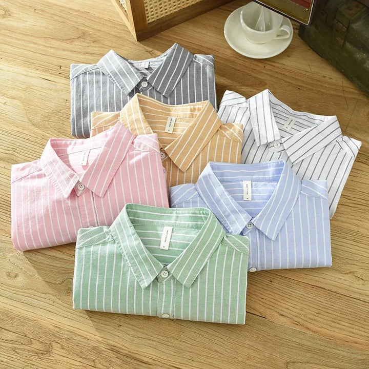 Cotton Stripe Button Up Shirt