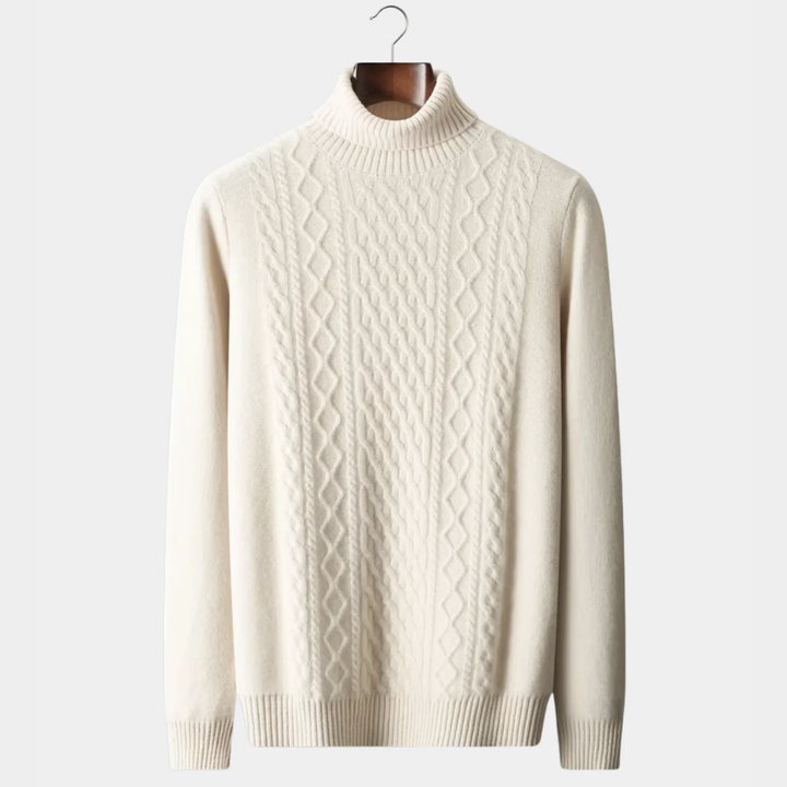 Pure Merino Wool Cable Knit Turtleneck