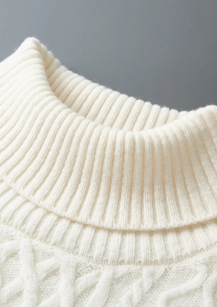Pure Merino Wool Cable Knit Turtleneck