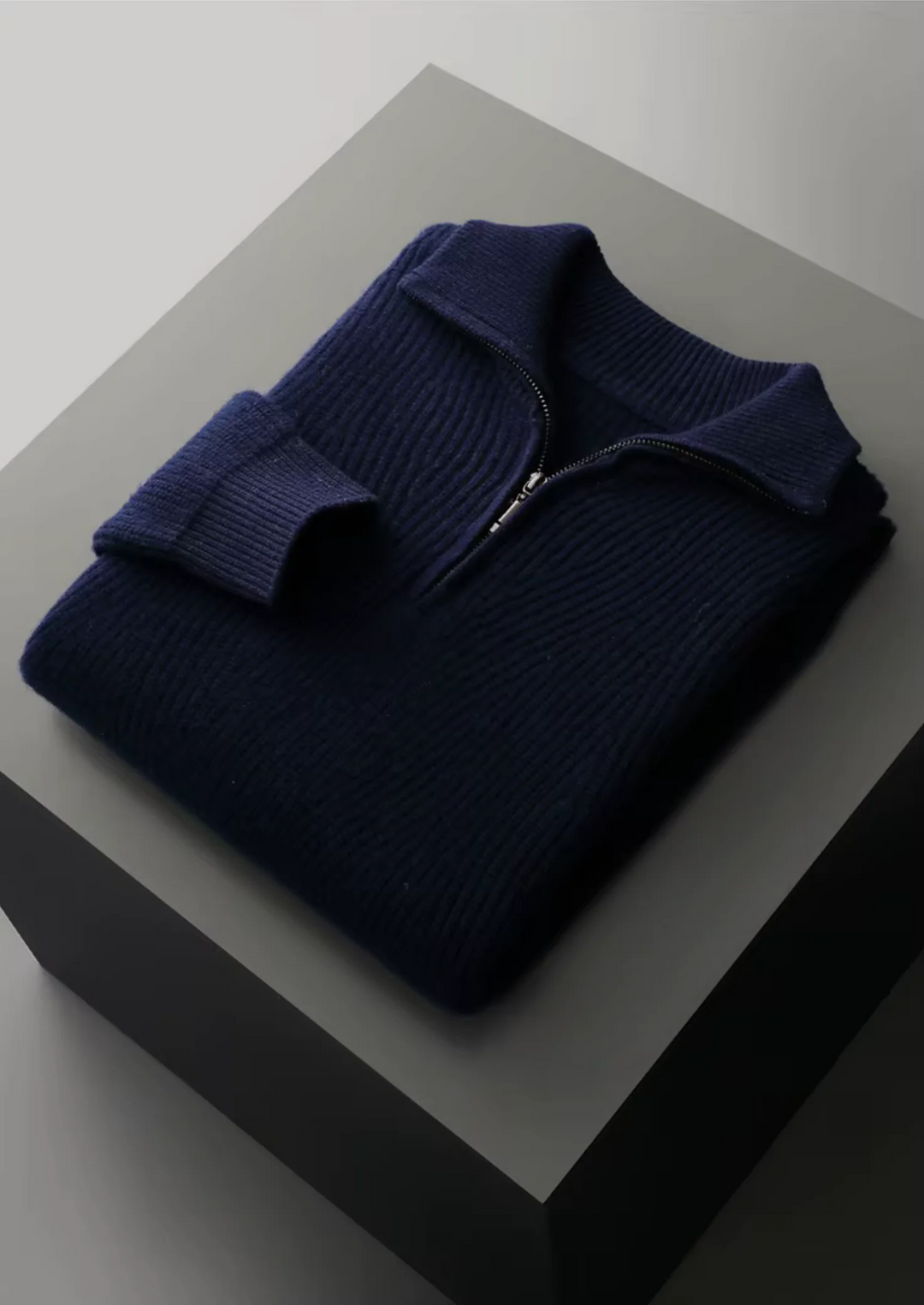 Pure Merino Wool Ribbed Quarter-Zip
