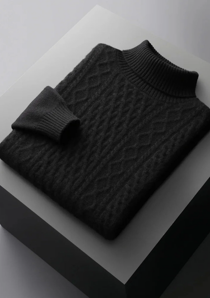 Pure Merino Wool Cable Knit Turtleneck