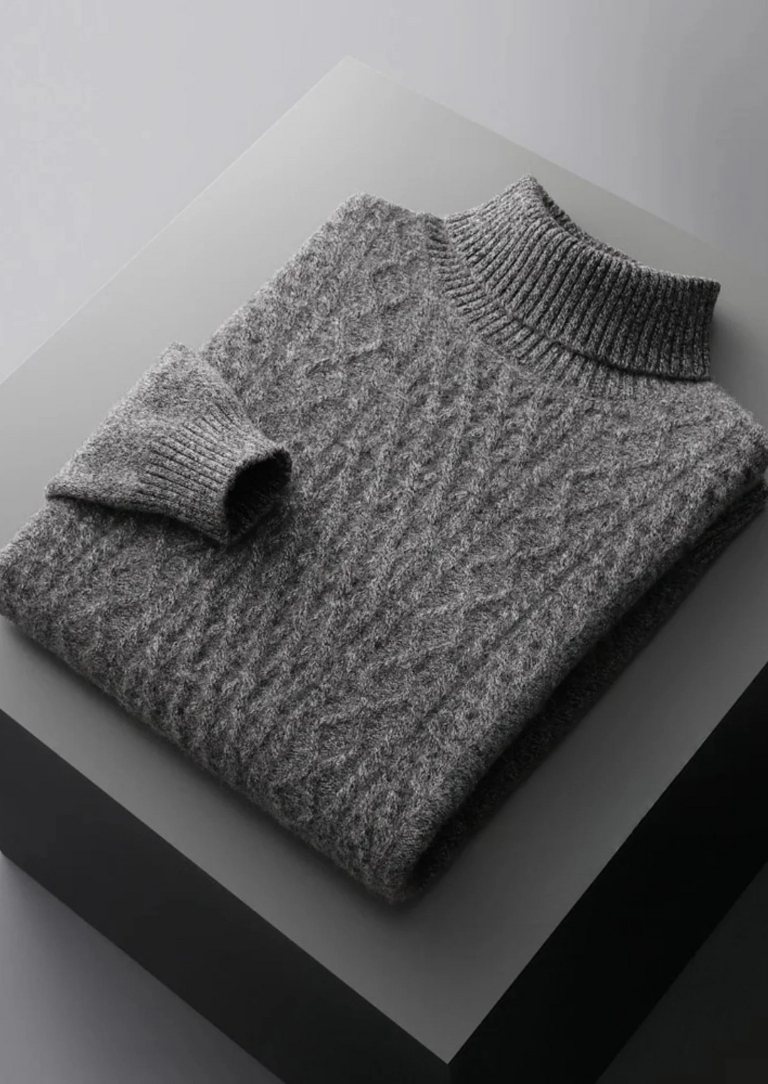 Pure Merino Wool Cable Knit Turtleneck