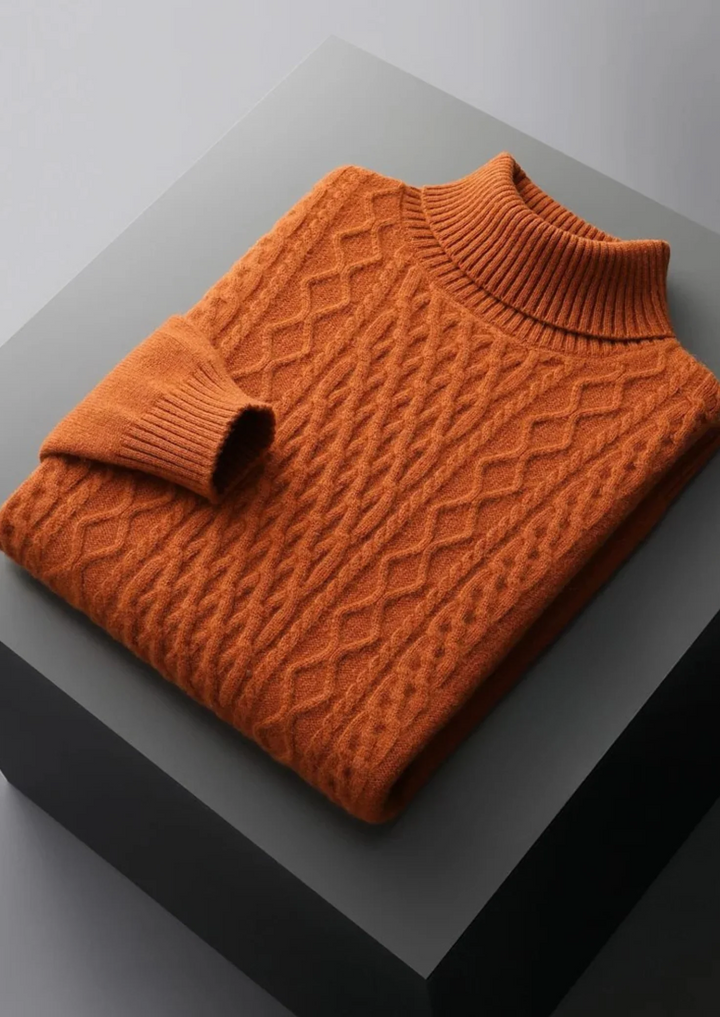 Pure Merino Wool Cable Knit Turtleneck