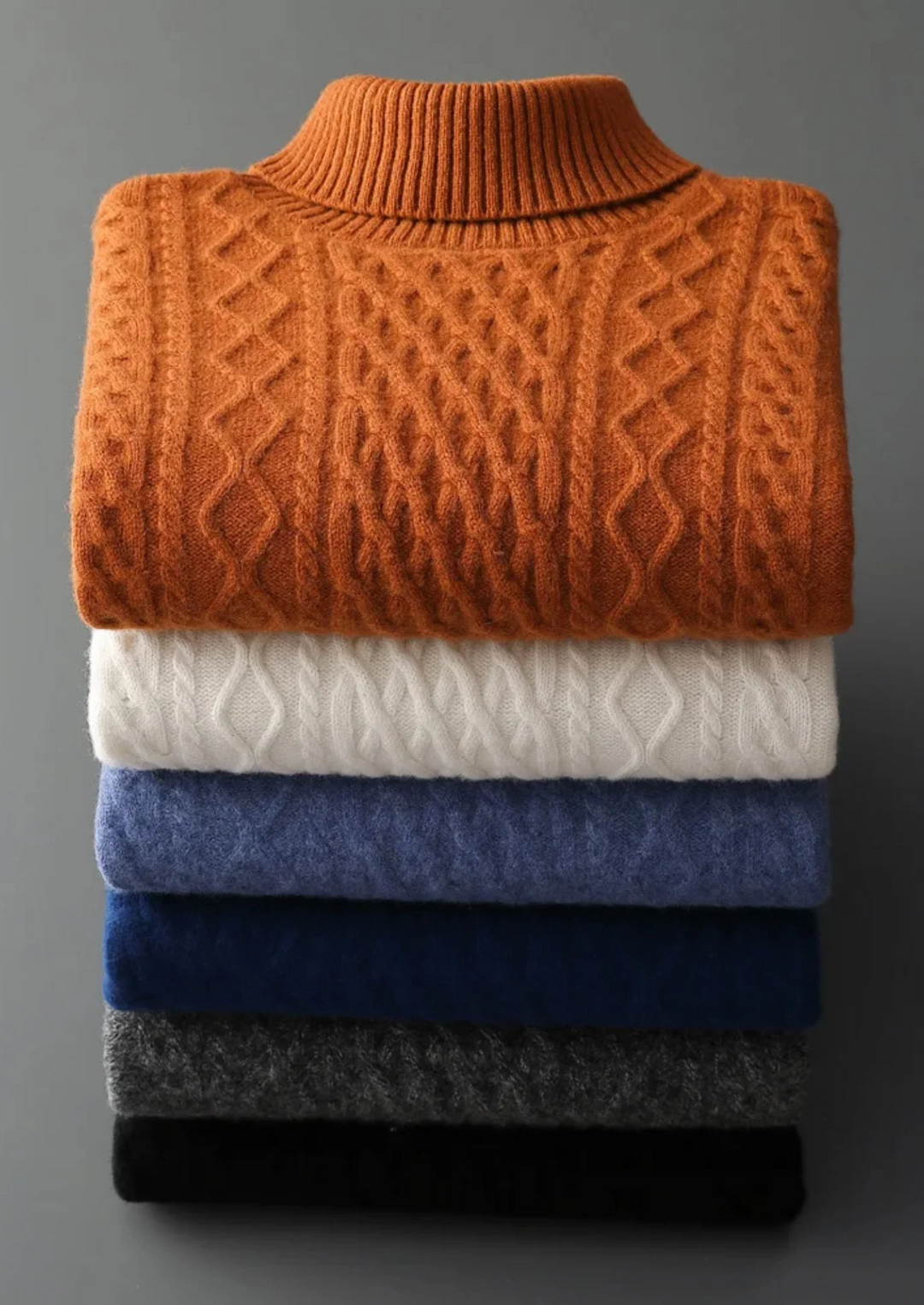 Pure Merino Wool Cable Knit Turtleneck