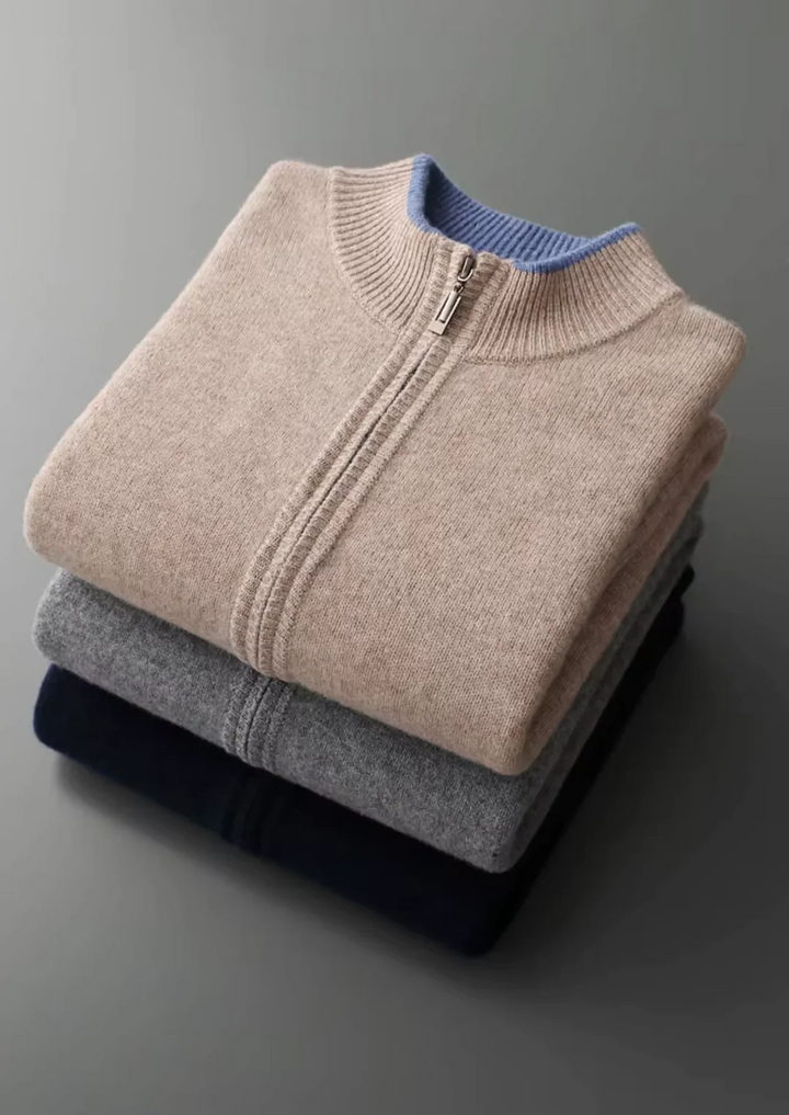 Pure Merino Wool Full-Zip Cardigan
