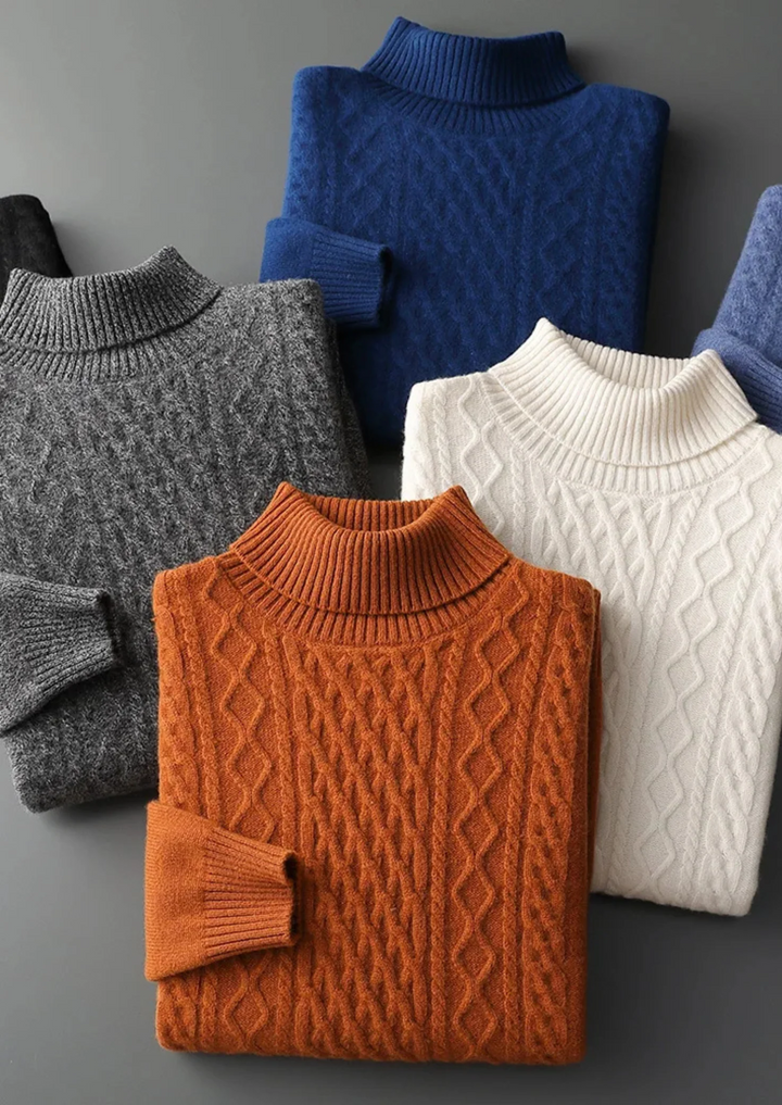 Pure Merino Wool Cable Knit Turtleneck