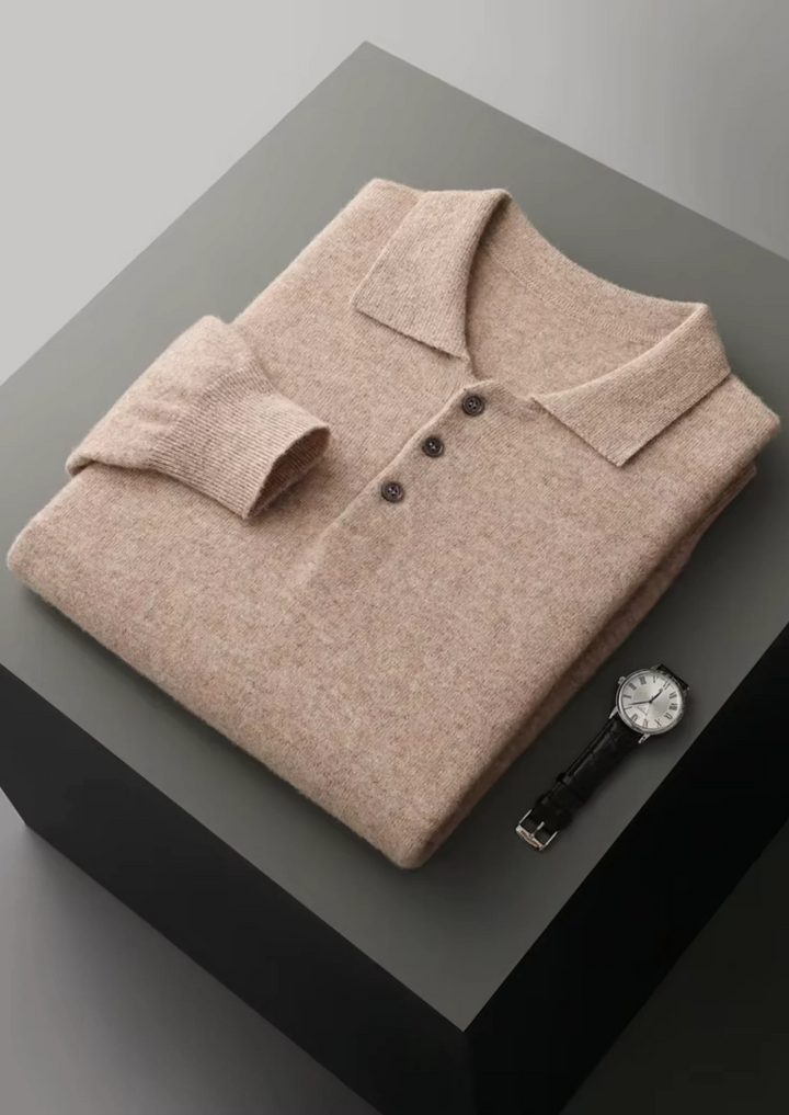 Pure Merino Wool Essential Polo Sweater