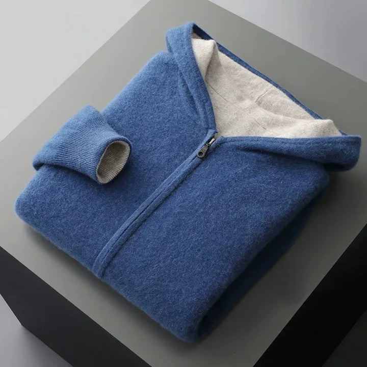 Pure Merino Wool Reversible Zip Hoodie
