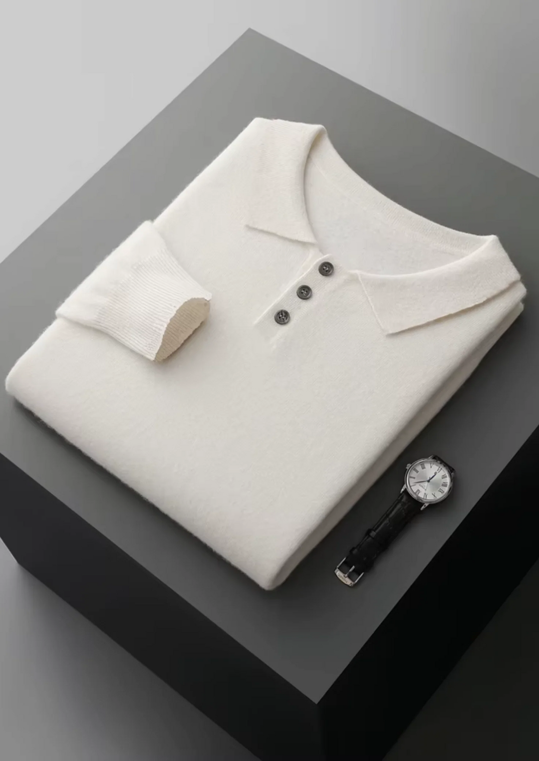 Pure Merino Wool Essential Polo Sweater