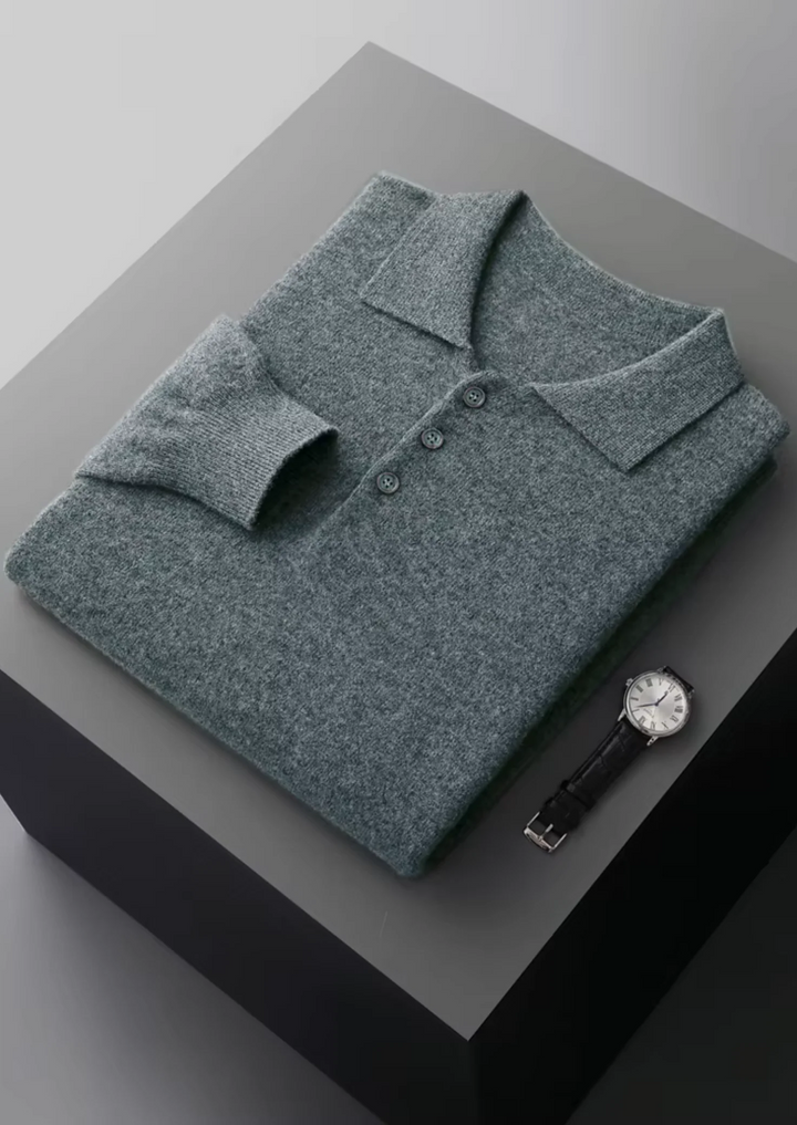Pure Merino Wool Essential Polo Sweater