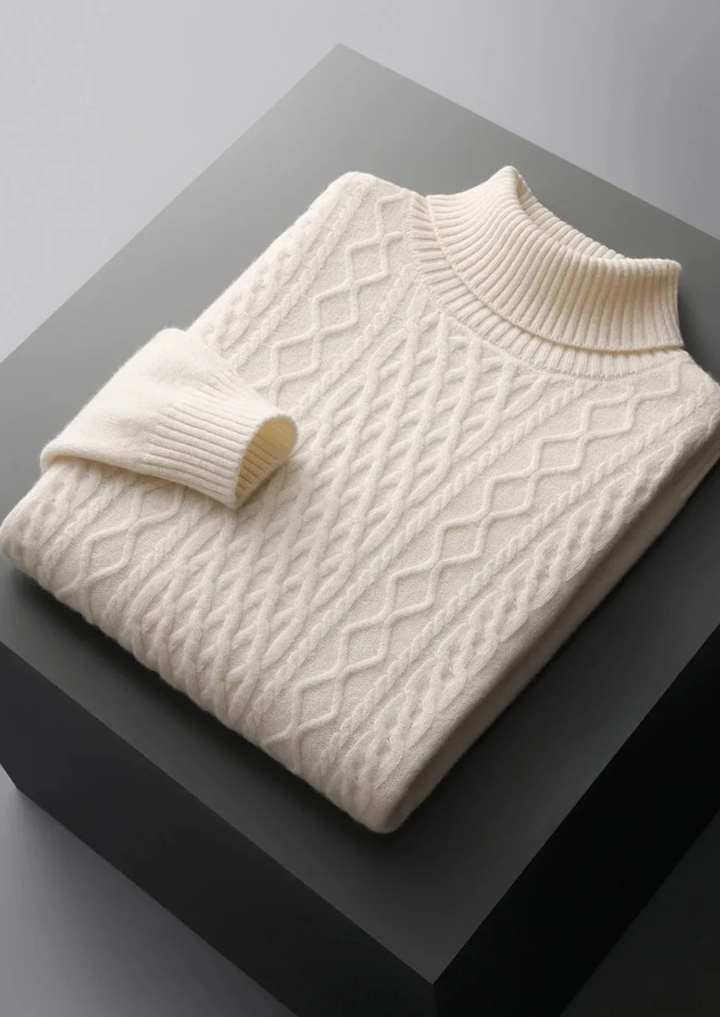 Pure Merino Wool Cable Knit Turtleneck